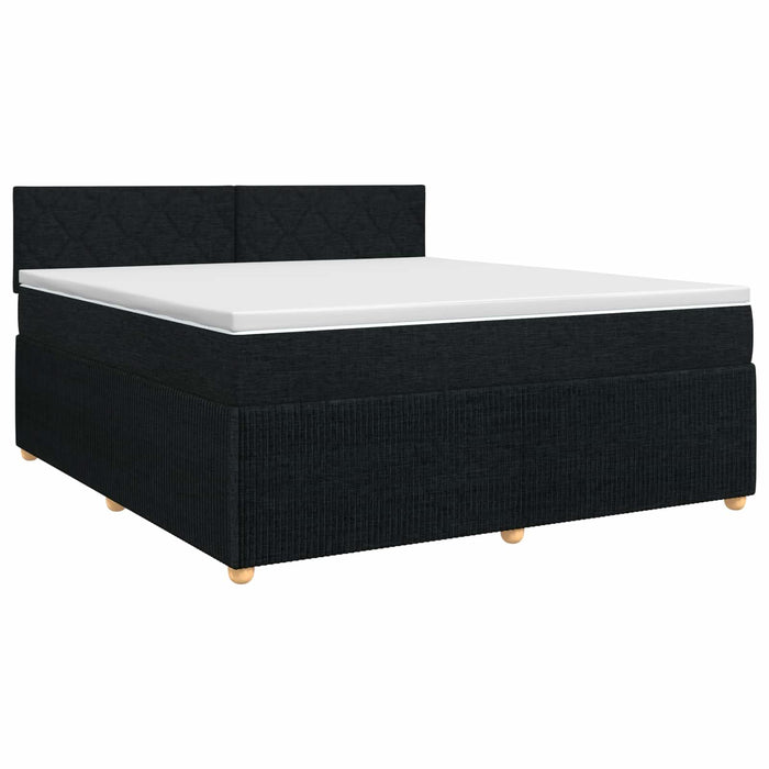 Pat boxspring cu saltea Negru 140 x 200 cm Țesătură WALTI