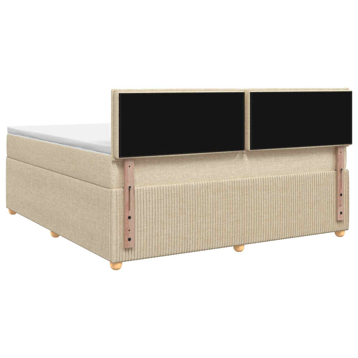 Pat boxspring cu saltea cu headboard Crem 160 x 200 cm Țesătură WALTI