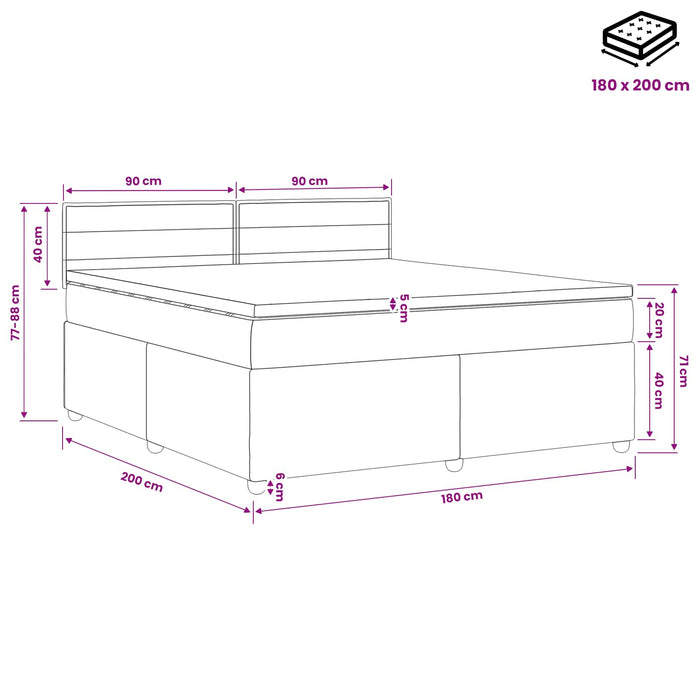 Pat boxspring cu saltea cu headboard Crem 180 x 200 cm Țesătură WALTI