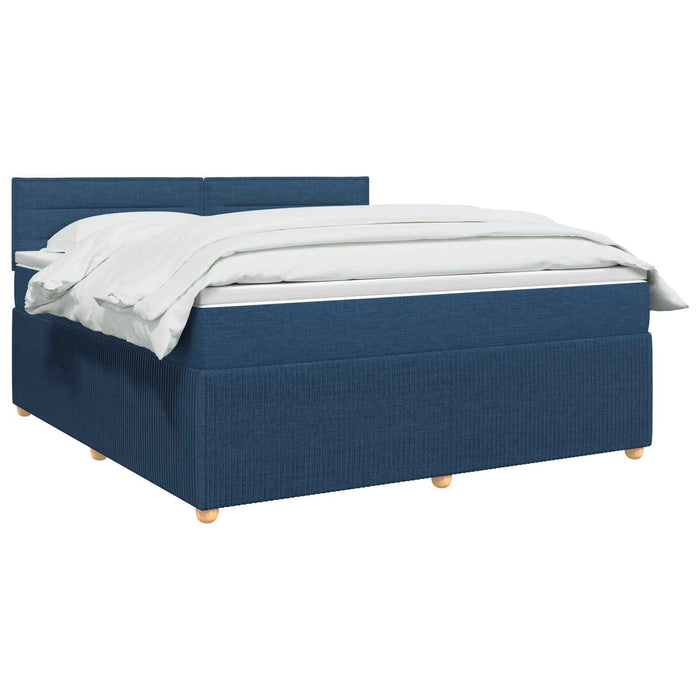 Pat boxspring cu saltea albastru 180 x 200 cm Țesătură WALTI