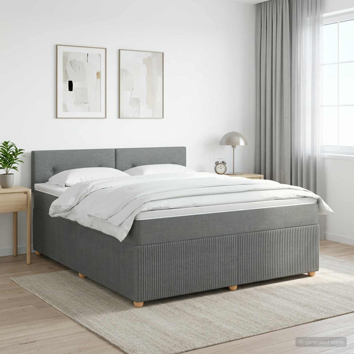 Pat boxspring cu saltea Gri închis 180 x 200 cm Țesătură WALTI