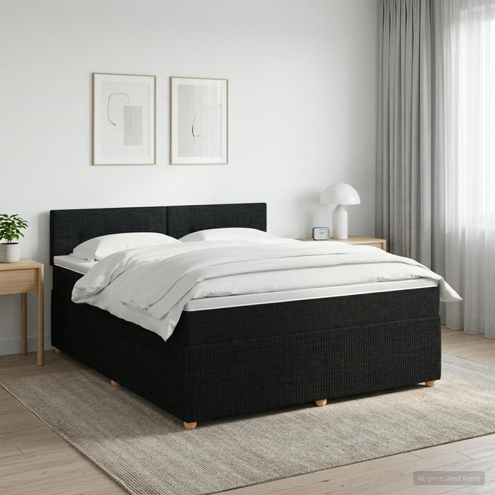 Pat boxspring cu saltea Negru 140 x 190 cm Țesătură - WALTI WALTI