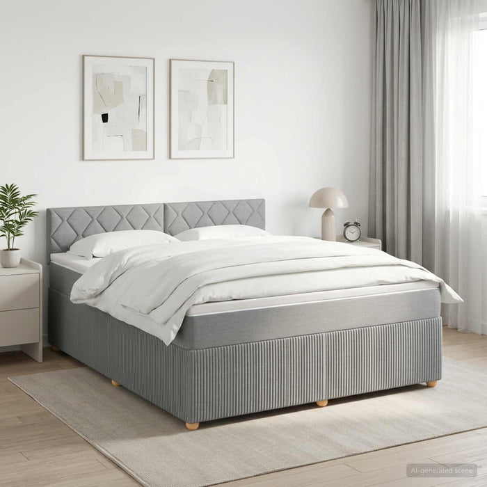 Pat boxspring cu saltea Gri deschis 140 x 200 cm Țesătură - WALTI WALTI