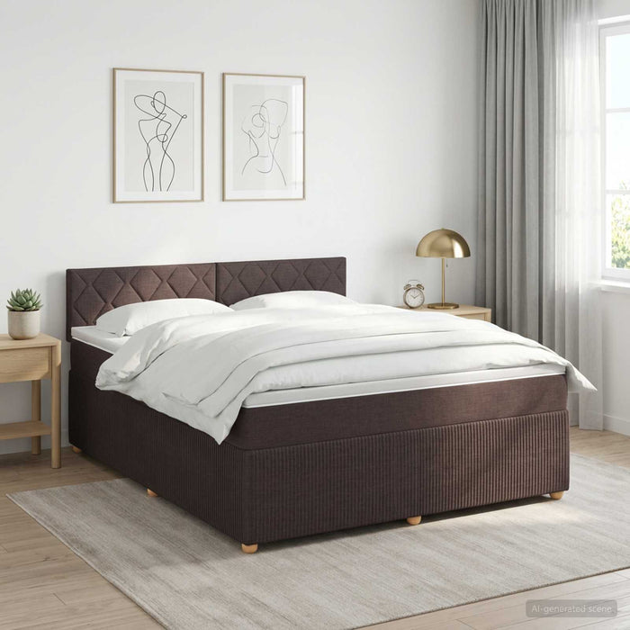 Pat boxspring cu saltea Maro închis 140 x 190 cm Țesătură WALTI