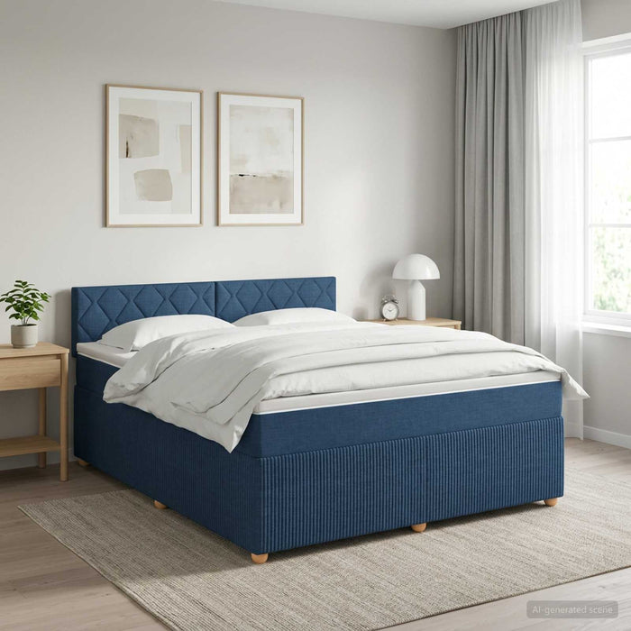 Pat boxspring cu saltea albastru 140 x 190 cm Țesătură - WALTI WALTI