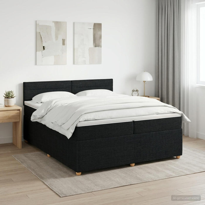 Pat boxspring cu saltea Negru 200 x 200 cm Țesătură WALTI