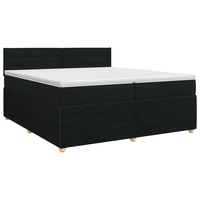 Pat boxspring cu saltea Negru 200 x 200 cm Țesătură WALTI