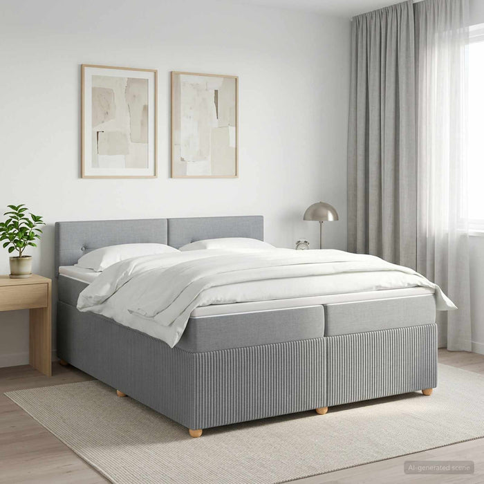 Pat boxspring cu saltea Gri deschis 200 x 200 cm Țesătură - WALTI WALTI