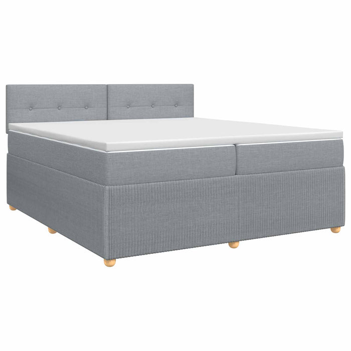 Pat boxspring cu saltea Gri deschis 200 x 200 cm Țesătură - WALTI WALTI