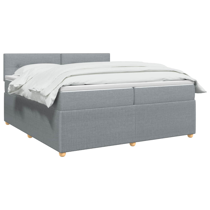 Pat boxspring cu saltea Gri deschis 200 x 200 cm Țesătură - WALTI WALTI