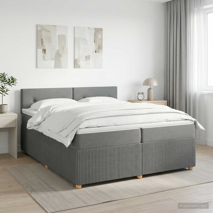 Pat boxspring cu saltea Gri închis 200 x 200 cm Țesătură - WALTI WALTI