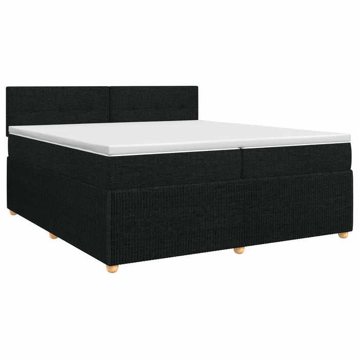 Pat boxspring cu saltea Negru 200 x 200 cm Țesătură - WALTI WALTI