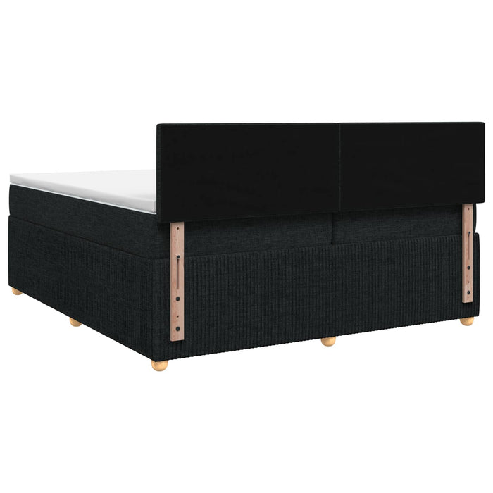Pat boxspring cu saltea Negru 200 x 200 cm Țesătură - WALTI WALTI
