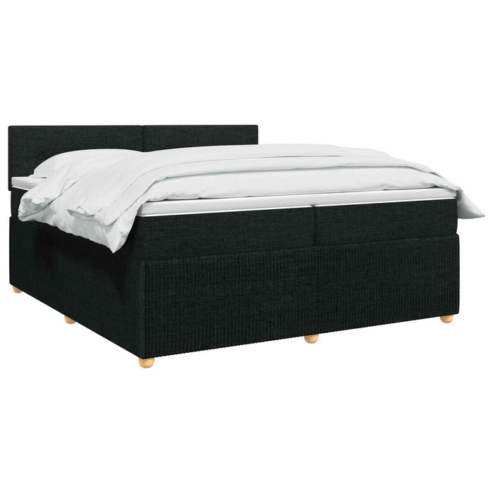 Pat boxspring cu saltea Negru 200 x 200 cm Țesătură - WALTI WALTI