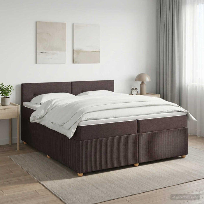 Pat boxspring cu saltea Maro închis 200 x 200 cm Țesătură - WALTI WALTI