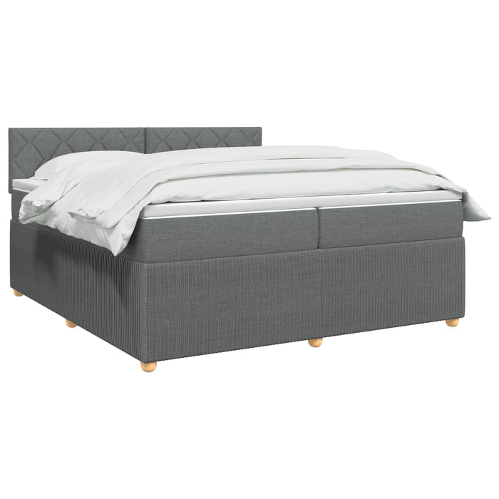 Pat boxspring cu saltea Gri închis 200 x 200 cm Țesătură - WALTI WALTI
