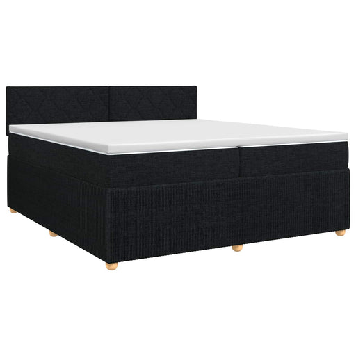 Pat boxspring cu saltea Negru 200 x 200 cm Țesătură - WALTI WALTI