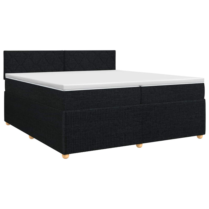 Pat boxspring cu saltea Negru 200 x 200 cm Țesătură WALTI