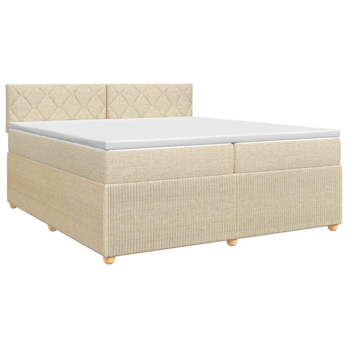 Pat boxspring cu saltea cu headboard Crem 200 x 200 cm Țesătură WALTI