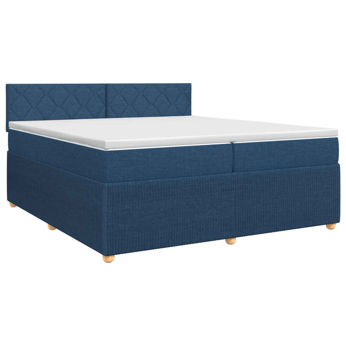 Pat boxspring cu saltea albastru 200 x 200 cm Țesătură WALTI