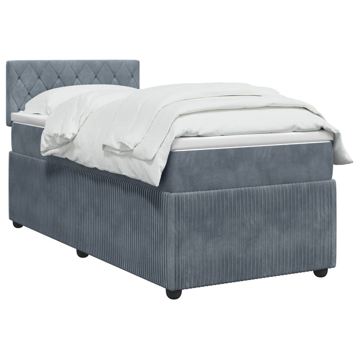 Pat boxspring cu saltea Gri închis 80 x 200 cm Catifea WALTI