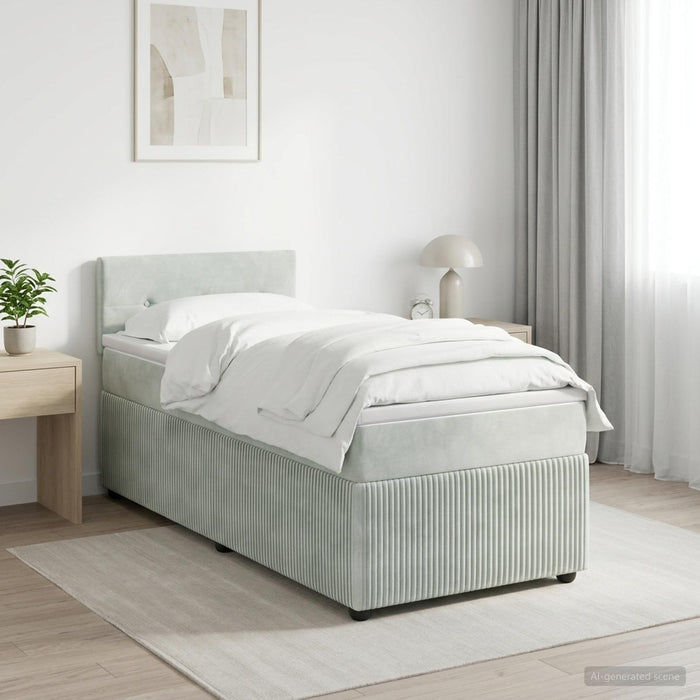 Pat boxspring cu saltea Gri deschis 80 x 200 cm Catifea - WALTI WALTI