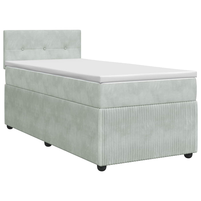 Pat boxspring cu saltea Gri deschis 80 x 200 cm Catifea - WALTI WALTI