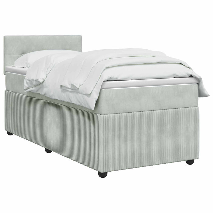 Pat boxspring cu saltea Gri deschis 80 x 200 cm Catifea - WALTI WALTI
