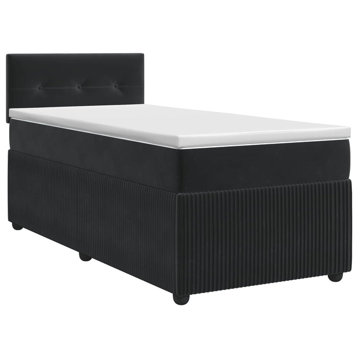 Pat boxspring cu saltea cu headboard Negru 80 x 200 cm Catifea WALTI