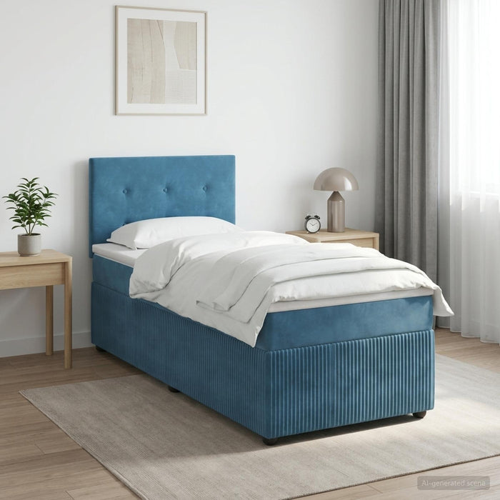 Pat boxspring cu saltea Albastru închis 80 x 200 cm Catifea WALTI
