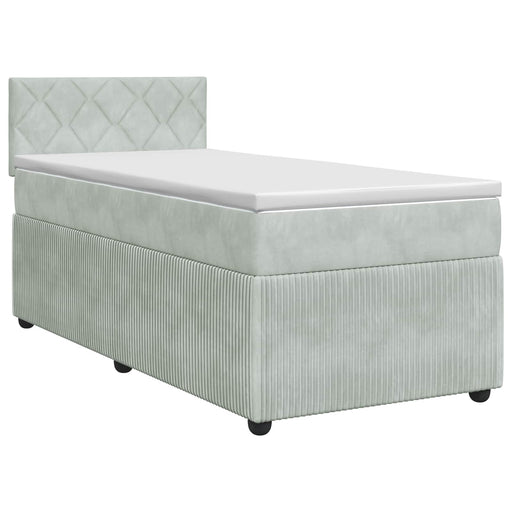 Pat boxspring cu saltea Gri deschis 80 x 200 cm Catifea - WALTI WALTI