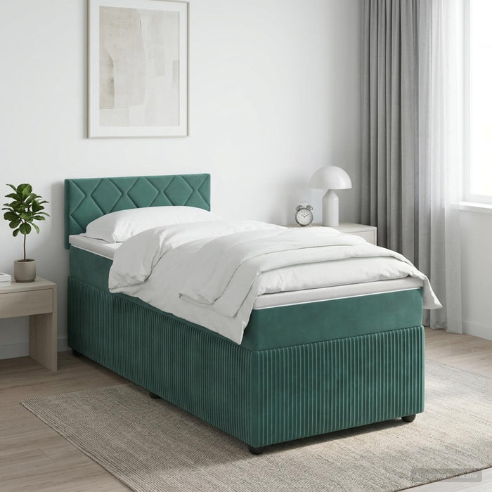 Pat boxspring cu saltea Verde închis 80 x 200 cm Catifea WALTI