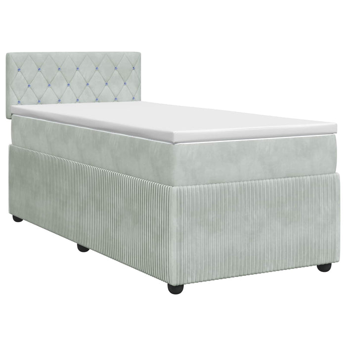 Pat boxspring cu saltea Gri deschis 90 x 190 cm Catifea WALTI