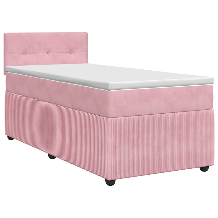 Pat boxspring cu saltea cu headboard Roz 90 x 190 cm Catifea WALTI