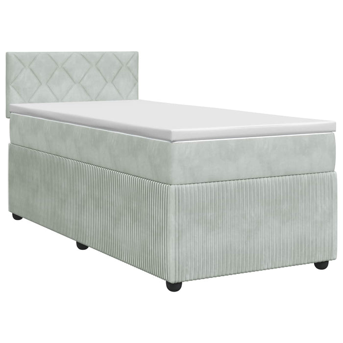 Pat boxspring cu saltea Gri deschis 90 x 190 cm Catifea WALTI