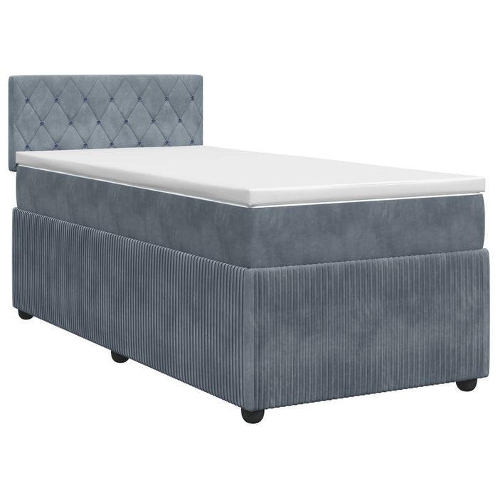 Pat boxspring cu saltea Gri închis 90 x 200 cm Catifea WALTI