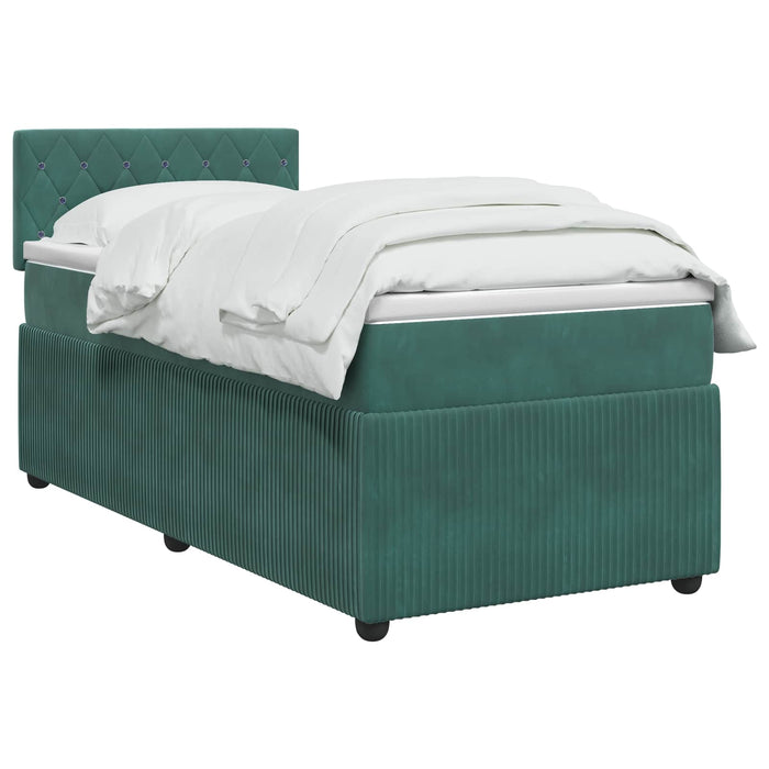 Pat boxspring cu saltea Verde închis 100 x 200 cm Catifea WALTI