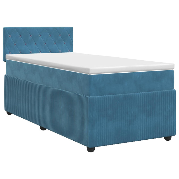 Pat boxspring cu saltea Albastru închis 100 x 200 cm Catifea WALTI