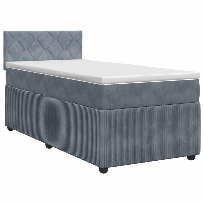 Pat boxspring cu saltea Gri închis 100 x 200 cm Catifea WALTI