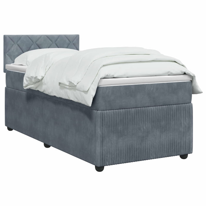 Pat boxspring cu saltea Gri închis 100 x 200 cm Catifea WALTI