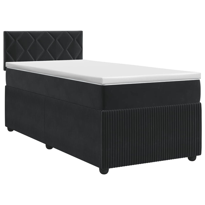 Pat boxspring cu saltea cu headboard Negru 100 x 200 cm Catifea WALTI