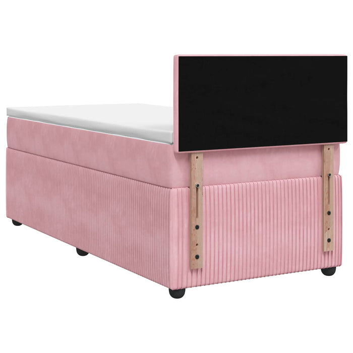 Pat boxspring cu saltea cu headboard Roz 100 x 200 cm Catifea WALTI