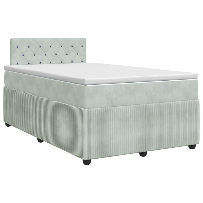Pat boxspring cu saltea Gri deschis 120 x 190 cm Catifea WALTI