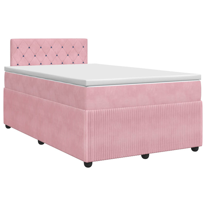 Pat boxspring cu saltea cu headboard Roz 120 x 190 cm Catifea - WALTI WALTI