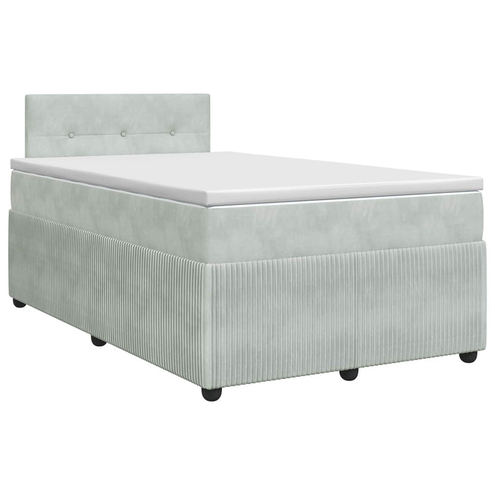 Pat boxspring cu saltea Gri deschis 120 x 190 cm Catifea WALTI