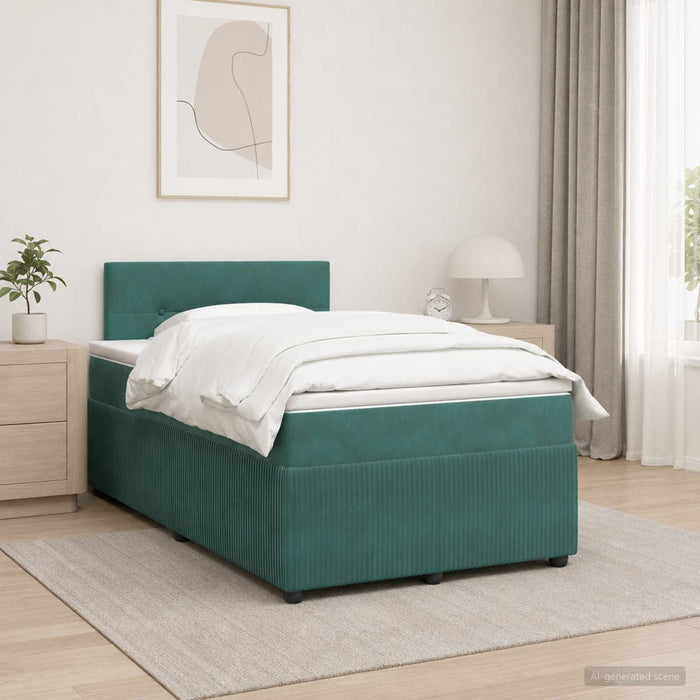 Pat boxspring cu saltea Verde închis 120 x 190 cm Catifea WALTI