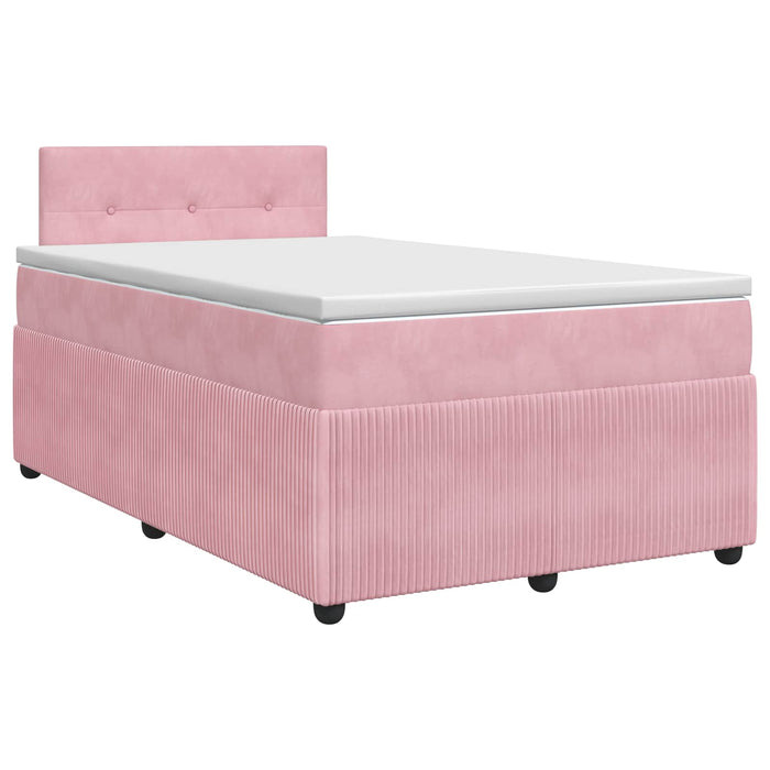 Pat boxspring cu saltea cu headboard Roz 120 x 190 cm Catifea WALTI