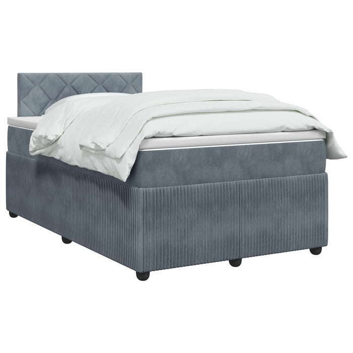 Pat boxspring cu saltea Gri închis 120 x 190 cm Catifea WALTI