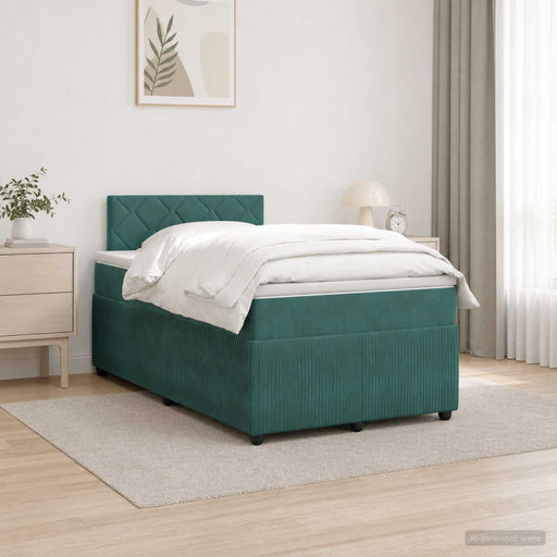 Pat boxspring cu saltea Verde închis 120 x 200 cm Catifea - WALTI WALTI