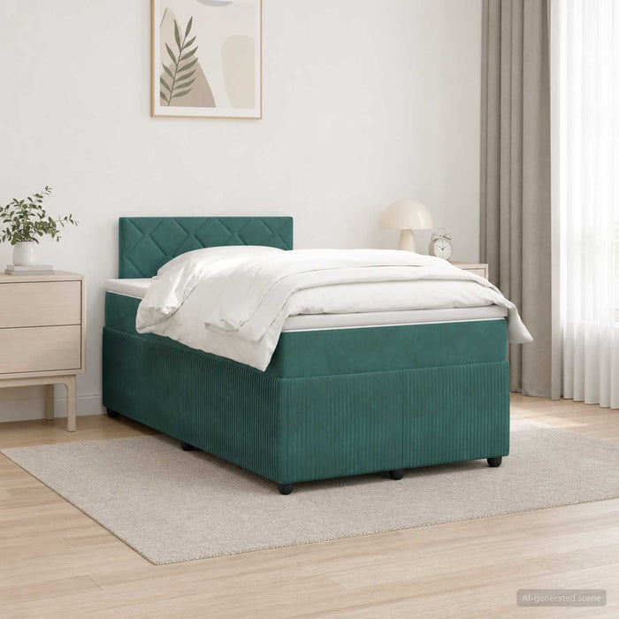 Pat boxspring cu saltea Verde închis 120 x 190 cm Catifea WALTI